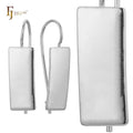 FJ Fallon Fashion Jewelry Simple Long Square Glossy Wire Hook Earrings for Women Plated in White Gold Brass Based