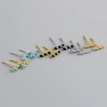 Fashion NEW 925 Sterling Silver Blue Turquoise Black CZ Diamond Minimalist bar Stud Earrings for Women