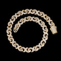 Top Icy 2 X Shape 15mm Cuban Chain Iced Out Fashion Jewelry Necklace Brass 18K Gold Plated 3A CZ Shiny Necklace Men