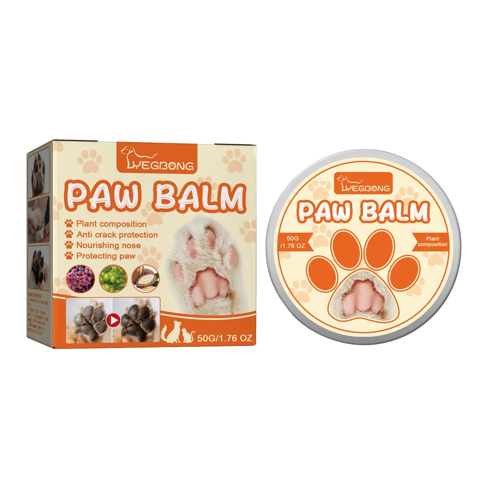 Pet Paw Balm for Dogs and Cats Deep Moisturizing Foot Pads Cracked Heel Care Balm Softens Protects Nourishes