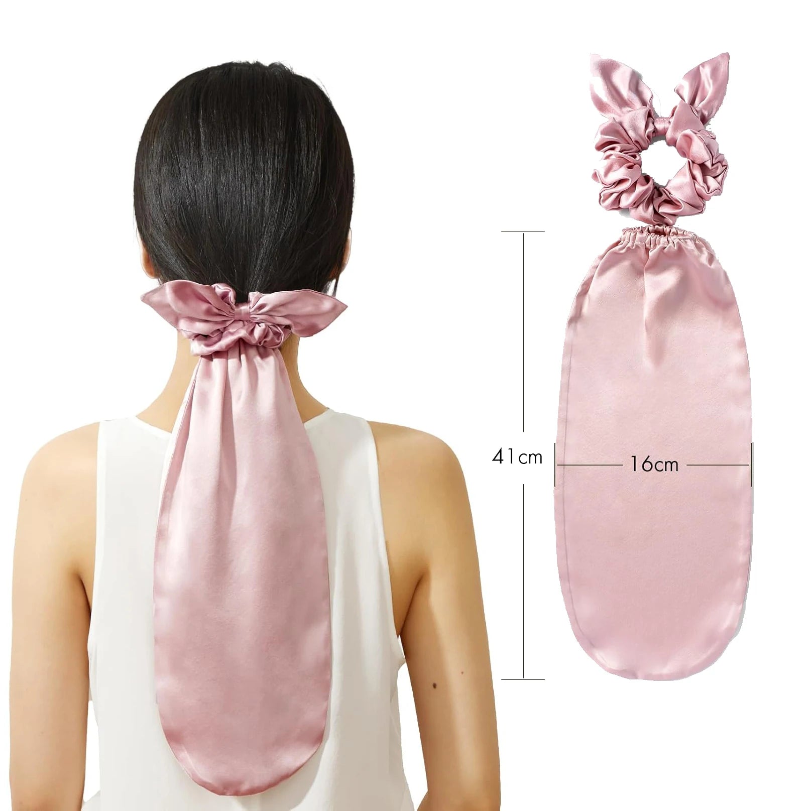 Silk Bonnet for Sleeping 2-in-1 Silk Hair Ties with Silk Scrunchies for Women and Girl Long Curly Hair Elastic Adjustable
