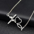 2022 Hollow Heart Pendant Necklace Heart ECG Choker Necklace Heart Electrocardiogram Pendant Necklace for Women Men
