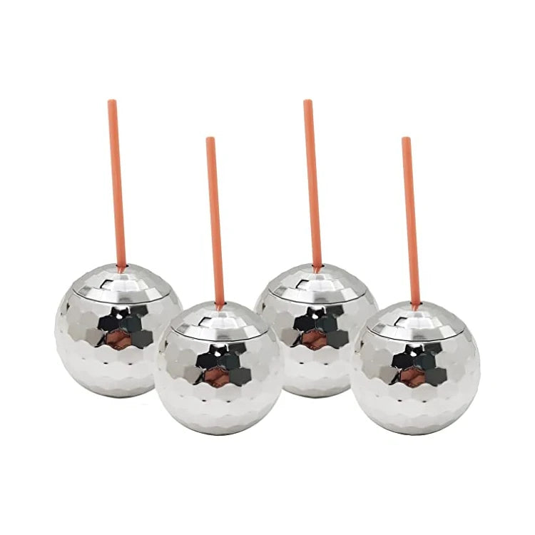 Wholesale Disco Ball Cup Electroplated Color Ball Shape Sippy Cup Tumbler Disco Flash Ball Cocktail Cup