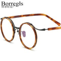 Borregls Acetate Titanium Glasses Frame Women 2022 New Round Frame Eyeglasses Men Optical Eyewear for Small Face 185676