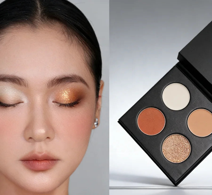 Nature-Inspired Eyeshadow Palette Set of 4 - Highly Pigmented with Matte Shimmer and Sparkling Glitter