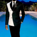Patchwork Design Blazer Pants Men's Suits 2 Pcs Two-piece Set Wedding Peaked Lapel Wedding Tuxedo Prom Suit Formal Men's Suit