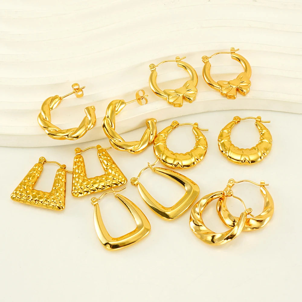 Wholesale Women's Jewellery Pvd Gold Plated  Exaggerated 316l Stainless Steel Jewelry Fashion Jewelry Statement Earrings