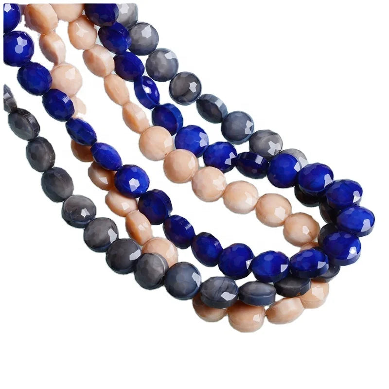 Wholesale 12mm Mixed Color Flat Round Faceted Glass Crystal Beads for DIY Necklace Bracelet Jewelry Making
