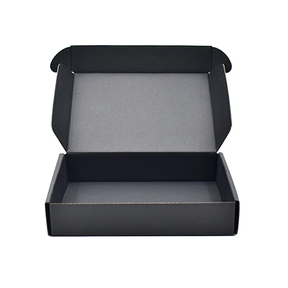 Custom Logo Recycled Black Corrugated Cardboard Mailer Small Paper Boxes for Shipping With Various Sizes