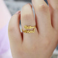 Custom Name 18K Gold Plated Adjustable Letter Best Friend Steel Ring Good Friend Gift Stainless Steel Best Friend Open Rings