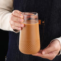 Lazzy Clear Water-drop Shape Ribbed Embossed Tumbler Mug Diamond Bottom Vertical Striped High Borosilicate Glass Cute Coffee Cup