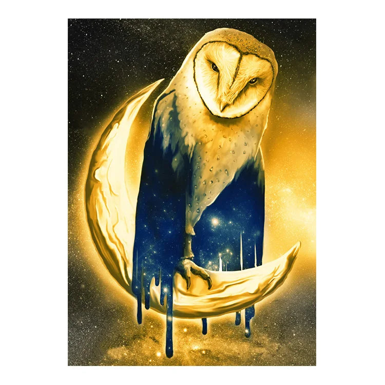 Ever Moment Diamond Painting Picture of Rhinestone Owl Moon Full Square Drill Decoration for Home Diamond Embroidery 3F1941