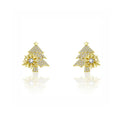 2022 New 925 Silver Women Girls Shiny Zircon Christmas Tree Snowflake Earrings Rotatable Christmas Tree Earrings