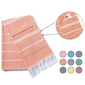 Ailuoha Beach Style Quick-Dry 100% Cotton Soft Touch Long Lasting Turkish Stripe Zipper Pocket Sports Towel