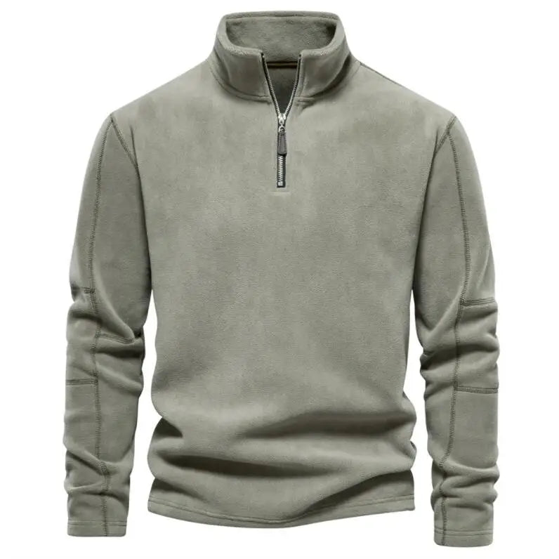 RNSHANGER Autumn Winter Men's Clothing Polar Fleece Hoodie Stand Collar Half-Zipper Long Sleeve Trendy Versatile Men's Top