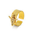Men's Trendy Stainless Steel Bull Head Gold-Plated Open Ring Unique Adjustable Wear-Resistant and Anti-Allergy Fashion Ring