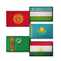 Flag of Five Central Asian Countries Uzbekistan Tajikistan Kyrgyzstan Turkmenistan Kazakhstan Embroidered Patch Clothing Label