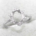Sterling Silver 5*7/6*8/7*9/8*10mm Semi Mount Ring Frame Empty Blank S925 Setting Base Holder Without Center Stone for DIY Inlay