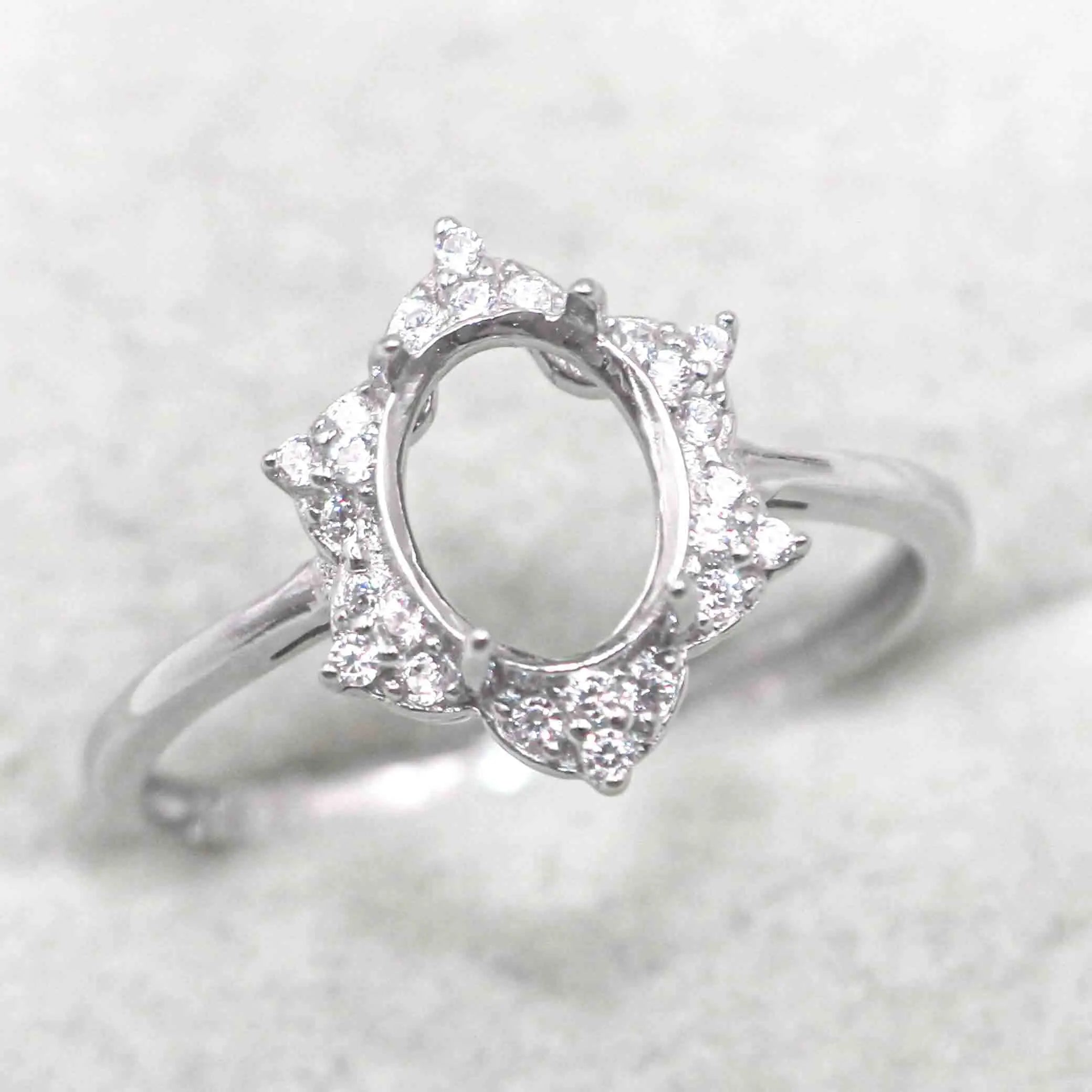 Sterling Silver 5*7/6*8/7*9/8*10mm Semi Mount Ring Frame Empty Blank S925 Setting Base Holder Without Center Stone for DIY Inlay