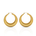 Chris April in Stock 316L Stainless Steel Pvd Gold Plated Non-tarnish Croissant Open Weave Twisted Hoop Earrings