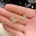 Huitan Two Butterfly Design Cubic Zirconia Gold Plated New Animal Necklaces Wedding CZ Clavicle Chain Necklaces for Women Girls