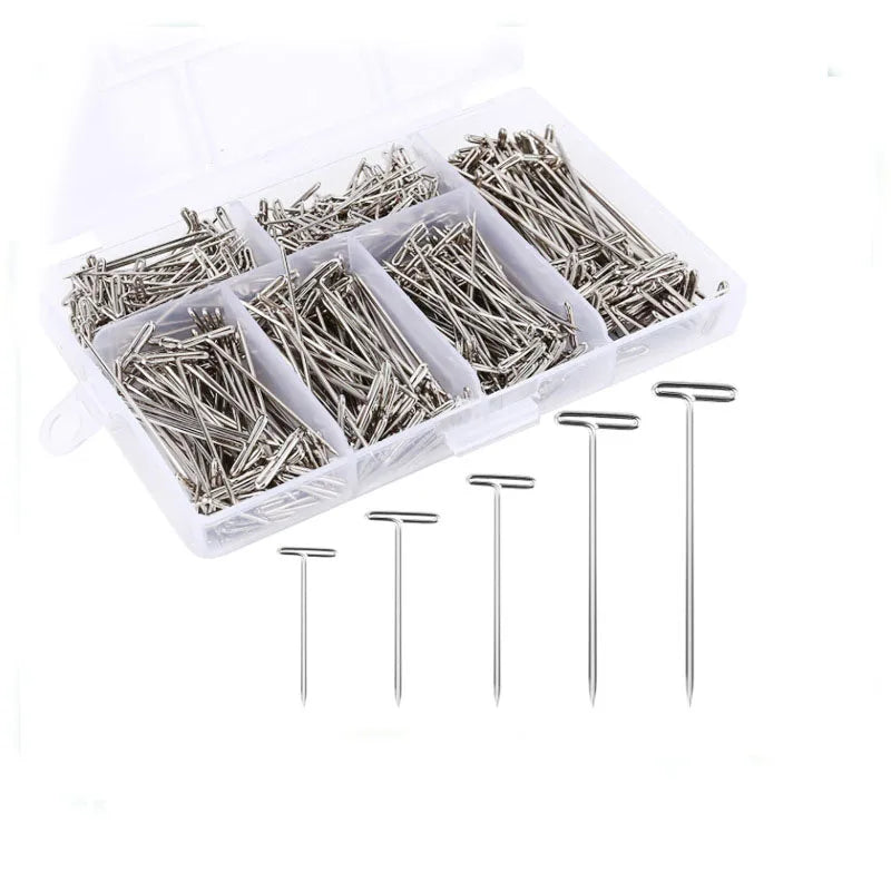 450PCS/Bag Silver 27-51MM T Pins for Wigs Making Display on Foam Head Long T-pins Sewing Hair Needles Styling Tool