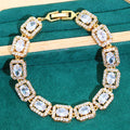 Women's Trendy Gold Plated Alloy Wedding Bracelet Custom White Zircon Square for Anniversary Birthday Parties Wedding