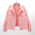 Hot Selling Pink Spring New Color Denim Jacket Women Plus Size Loose Long Sleeved Casual Jean Jacket