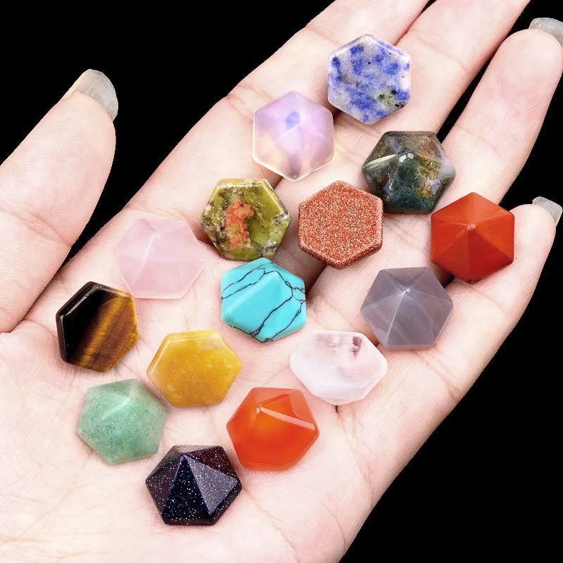 Natural Crystal Rose Quartz Agate Semi-Precious Stone Six-Sided Pyramid Ring Face for DIY Jewelry Making