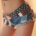 RNSHANGER Women's Low-rise American Flag Print Ripped Denim Shorts Jeans Mini Hot Shorts Summer Style Hole Ladies Shorts