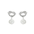 925 Sterling Silver 18k Gold Plated Rope Knot Pearl Stud Earrings