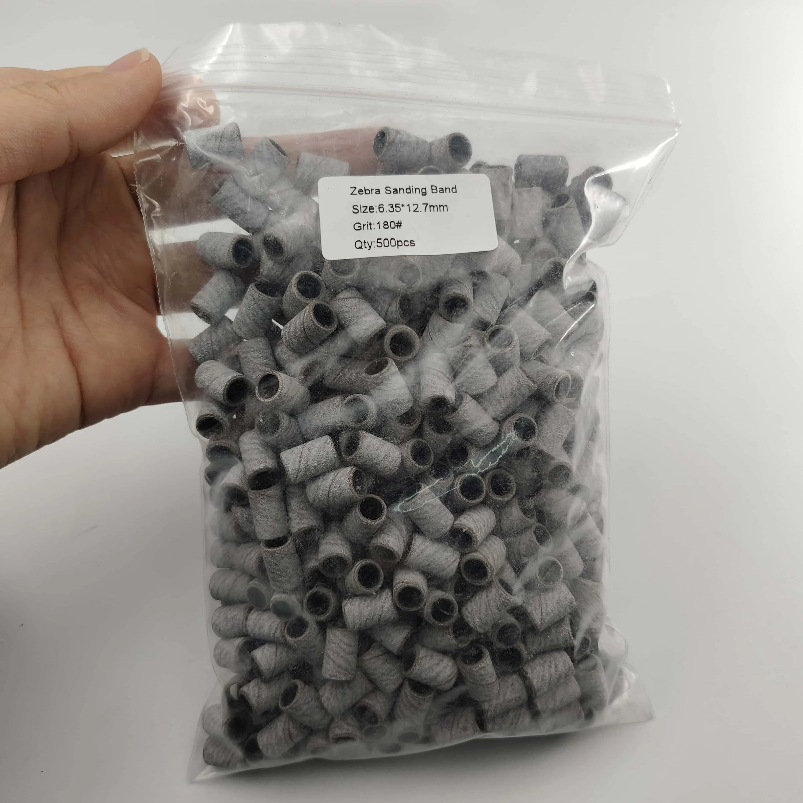 500pcs/Bag White 80# 120# 180# 240# Grits Nail Sanding Bands for Acrylic Nails Gel Removing Pedicure Files