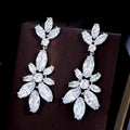 3A Cubic Zirconia Sparking White Gold Plated Long Drop Dangle Bridal Earrings for Women Wedding Party Luxury CZ Jewelry