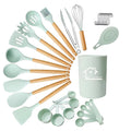 Kitchen Multifunctional Cooking Tools Appliances BPA Free Food Grade With Wooden Handle Silicone Utensil Set