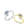 Light Luxury Popular 925 Sterling Silver Rhodium-plated Jewelry Devil's Eye Open Adjustable Zircon Ring