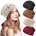 Crochet Ruffle Slouchy Hand Made Floral Flower Skull Cap Knitted Beanie Fisherman Bucket Hat for Women