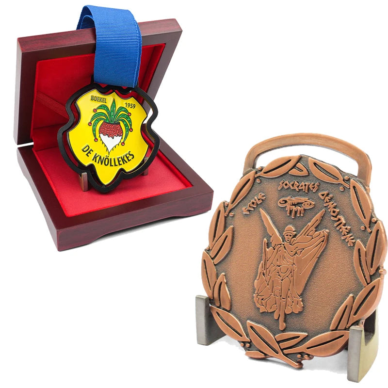 Manufacturer Bespoke Design Europe Bronze Gold Custom Metal Race Custom Sports Medal With Ribbon Trophies Medals Plaques
