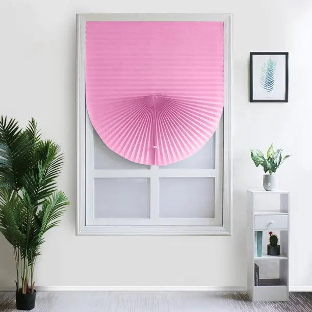Cordless Pleated Curtain Free Punching Tie up Light Filtering Fabric Pleated Shades Cordless Temporary Pleated Blind