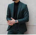 Dark Green Men Suits 2 Pieces Jacket+Pant Formal Costume Homme Wedding Groom Dress Tailored Casual Blazers