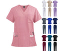 Custom Hospital Uniforms Multi-pocket V-neck Short Sleeves Nurse Scrubs Uniform Sets