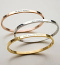 Inspire Women's Stainless Steel Jewelry Classic Gravure Oval Open Bangle Customizable Personalized Fashion Bangles