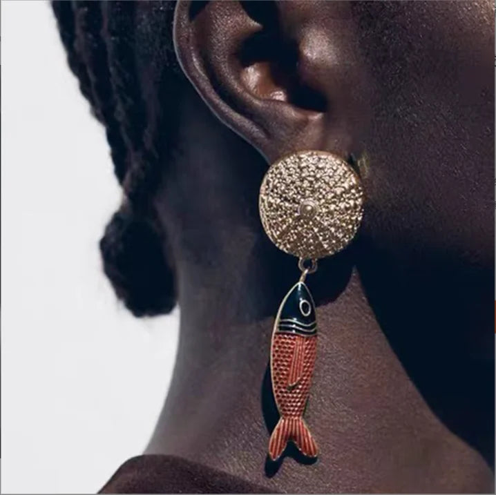 Fashion Metal Fish Drop Earrings for Women Jewelry Wedding Party Accessories Gifts