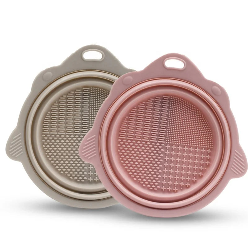 Eco Friendly Folding Makeup Brush Washer Bowl Silicone Makeup Brush Cleaning Pad Makeup Brush Scrubber
