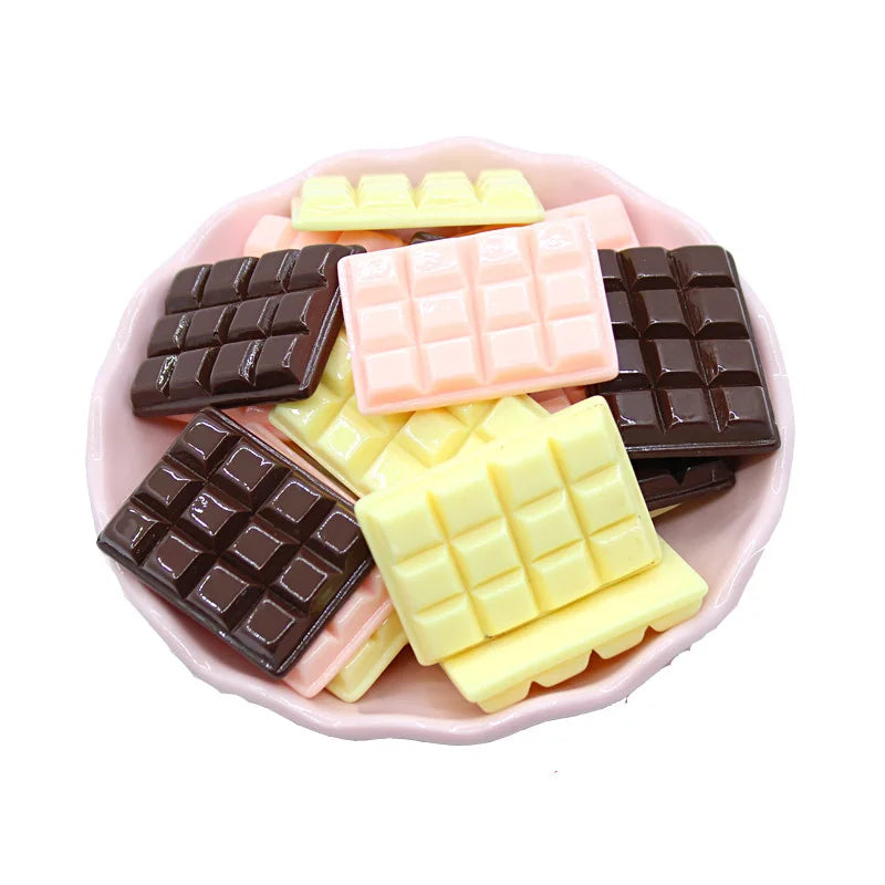 Cute Chocolate Pieces for Craft Dollhouse Flat Back Chocolate Candy Bar Slime Add Ins Sweet Candy Gift for Kids