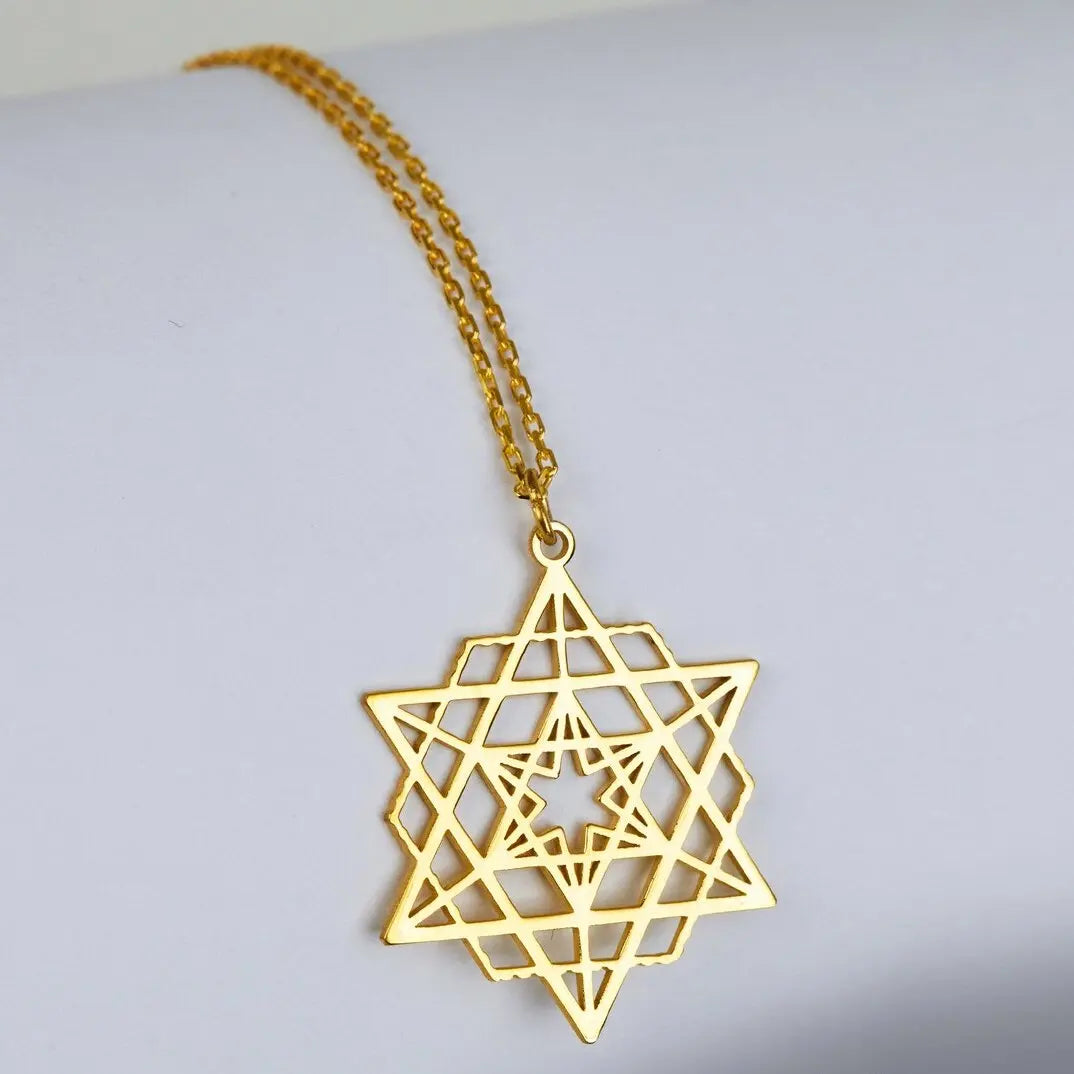 High Polished Stainless Steel Star Tetrahedron NecklaceMerkabah Sacred Geometry NecklaceYoga Jewelry for Women