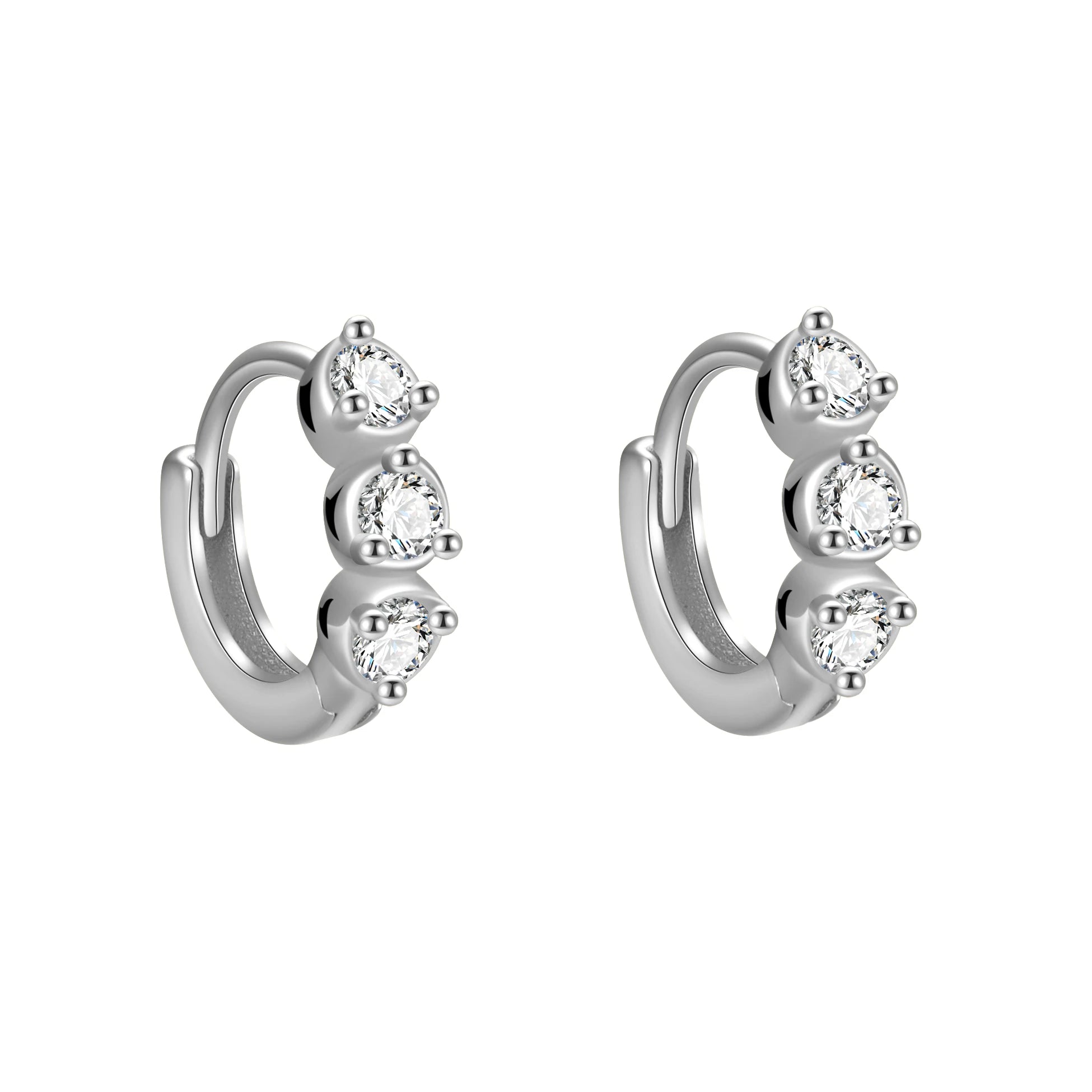 Fashion Designer 925 Sterling Silver Earrings Set Three CZ Round Hoops for Women Trendy Fine Jewelry Gift Wholesale