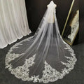 ROMANTIC White Ivory Cathedral Wedding Veils Long Lace One Layer Edge Wedding Accessories Bride Veil