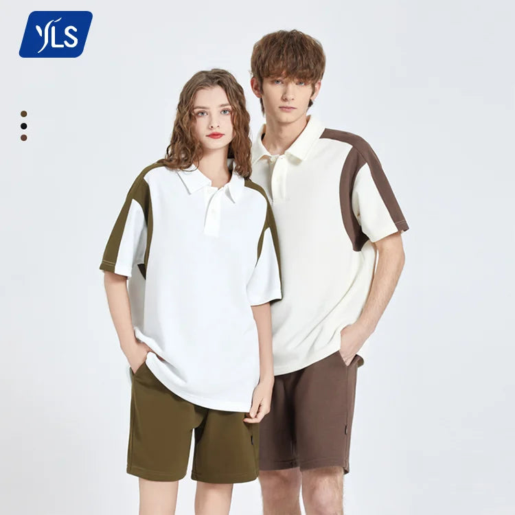 YLS1177 220 GSM Pique Color Combination Polo Shirt American Oversized Custom Embroidered Luxury Golf Shirts for Men