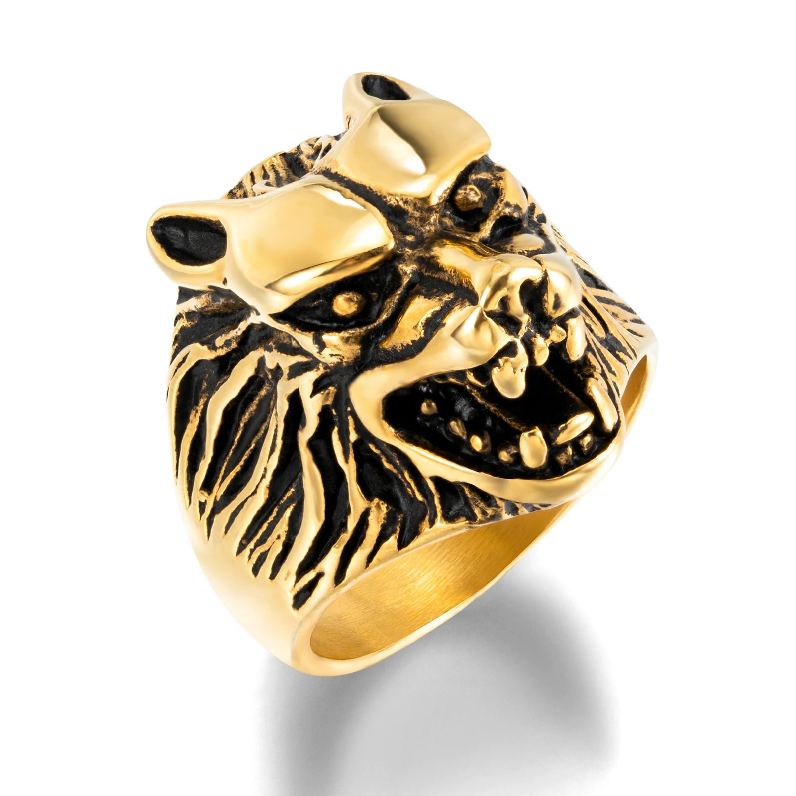 Fashion Animal Ring Jewelry Punk Chunky Wolf Head Men's Ring Stainless Steel Ring for Man