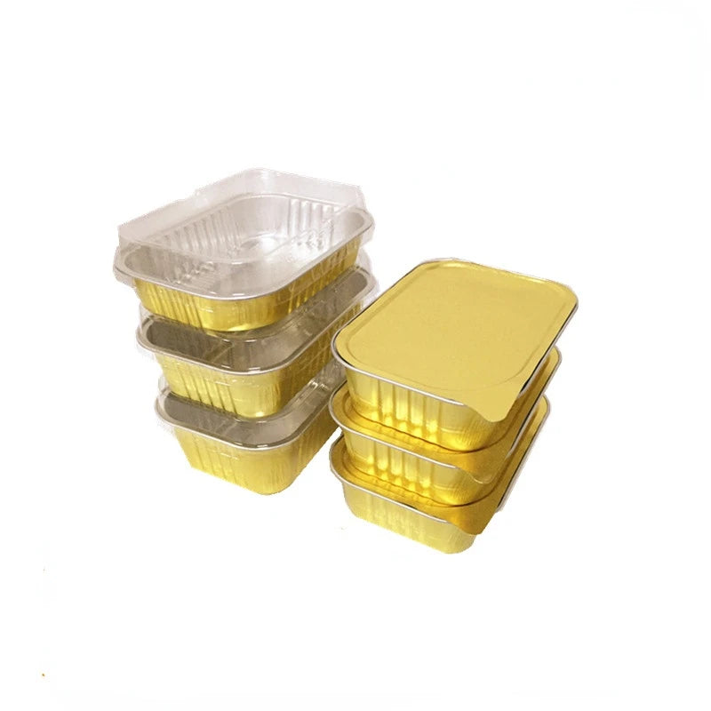 Factory Price Smoothwall Rectangle Pan Hotsale Golden Aluminum Foil Container with Sealing Lid